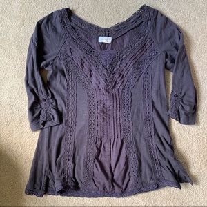 Meadow Rue by Anthropologie gray lace top size PXS